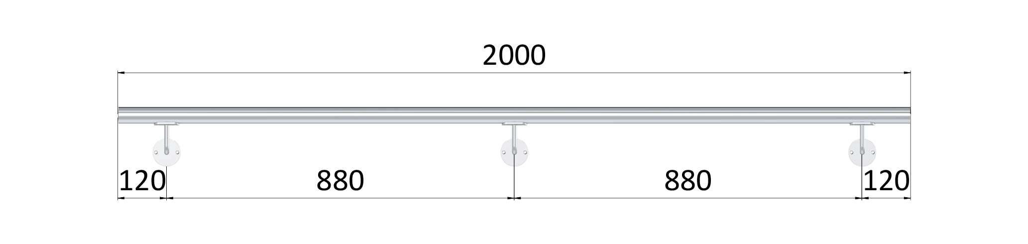 Madlo ø 42.4mm, L-2000mm, leštěná nerez AISI304