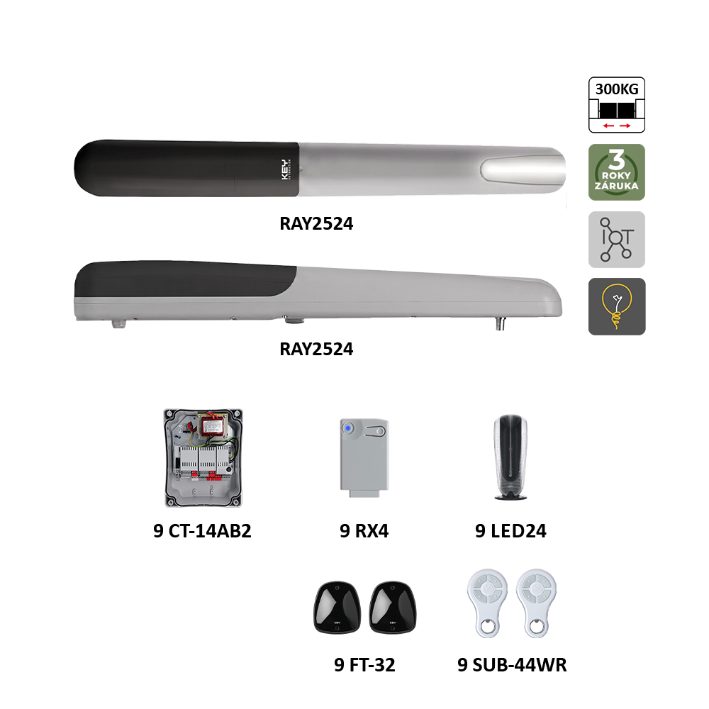 RAYKIT pro dvoukřídlovou bránu do 2,5m/křídlo