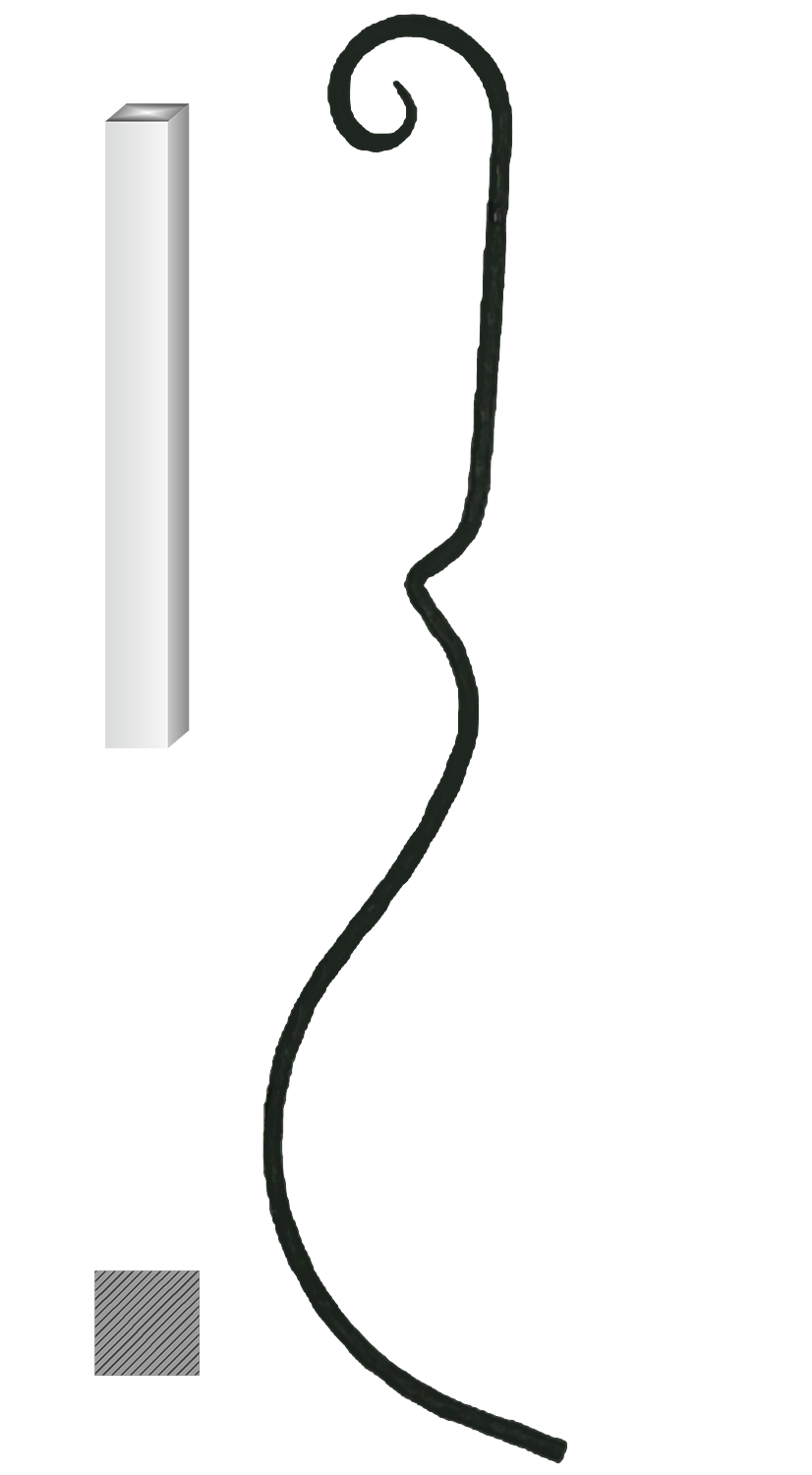 Tyč 12 x 12 mm, 1000 x 220 mm