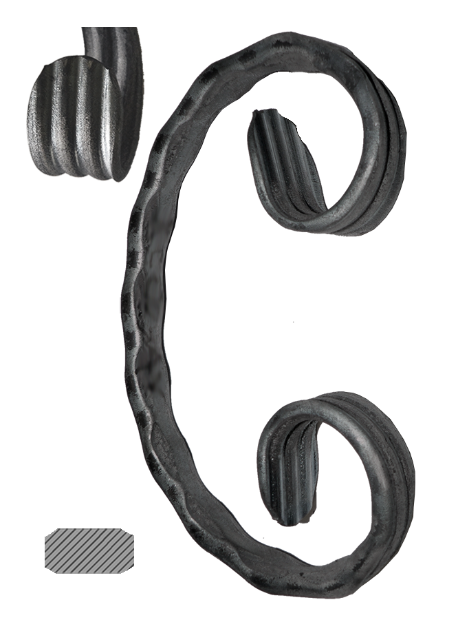 Céčko 130x75mm 12x6mm, zdobené, široké oboustranné rozkování