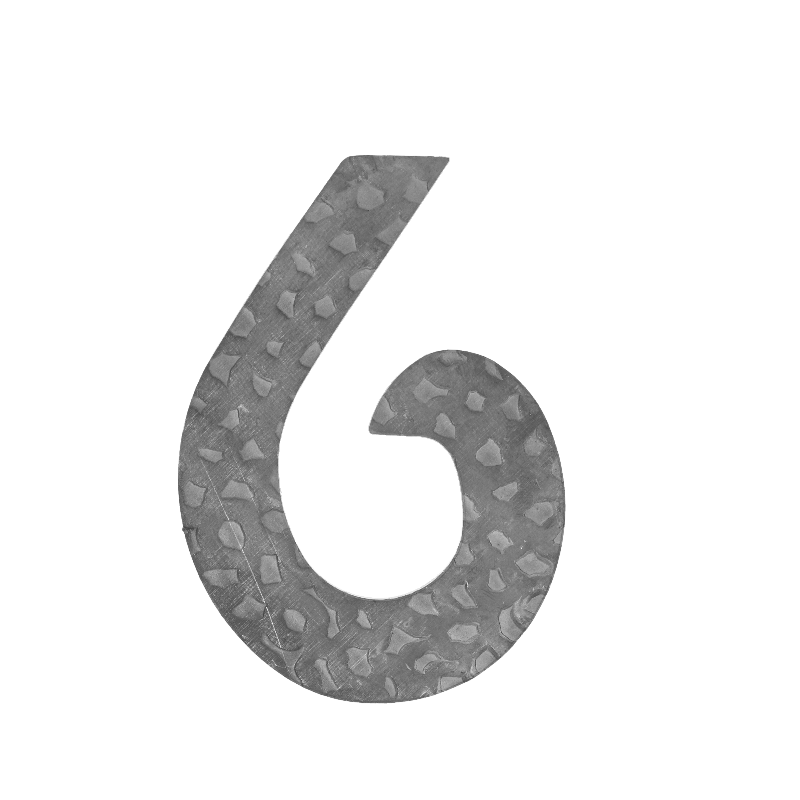 číslo domové 6,   120x80x3mm   zdobené, bez povrchovej úpravy