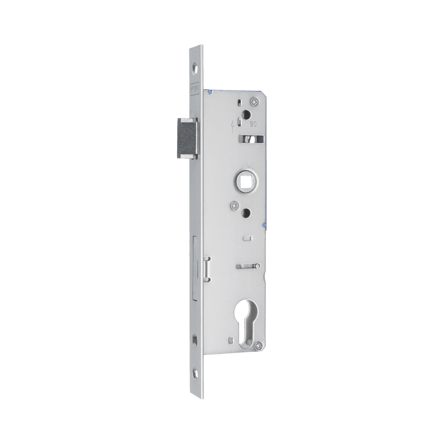 Zámek vložkový, hloubka 50 mm, rozteč 90 mm, poniklovaná přední lišta