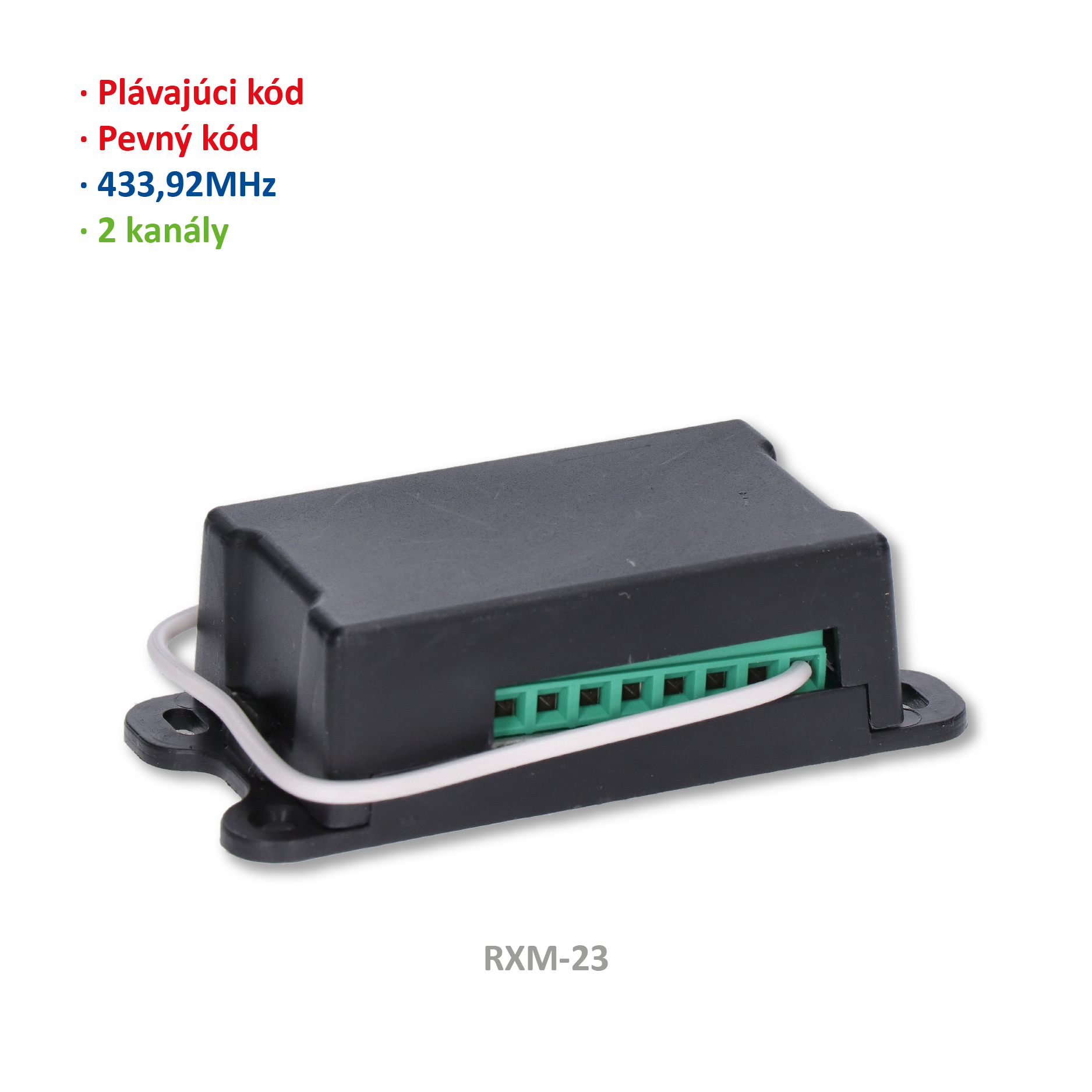 Externí přijímač 2-kanálový, pevný a plovoucí kód