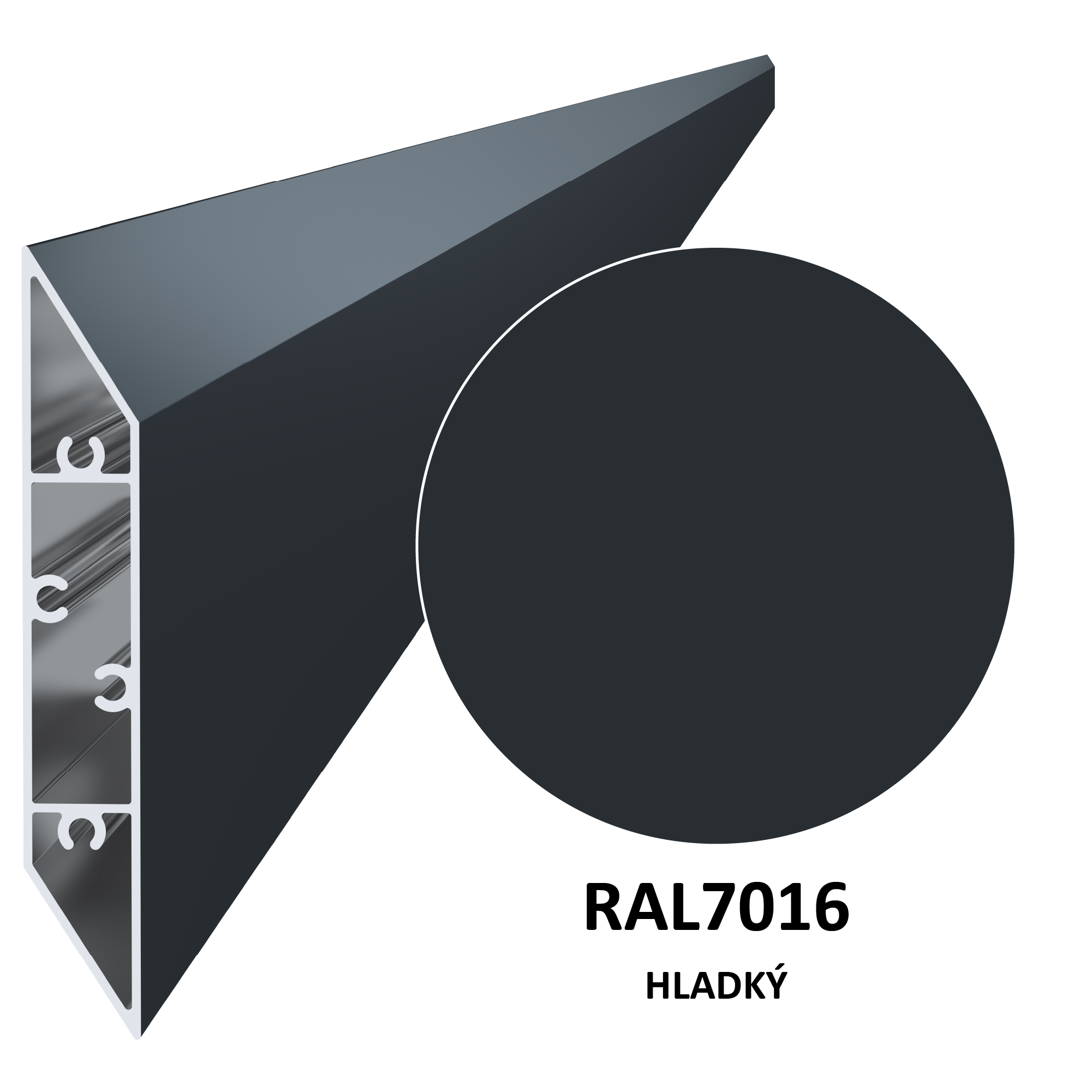 Poškodený profil 108x16mm, L-6000mm, práškový lak,antracit RAL7016