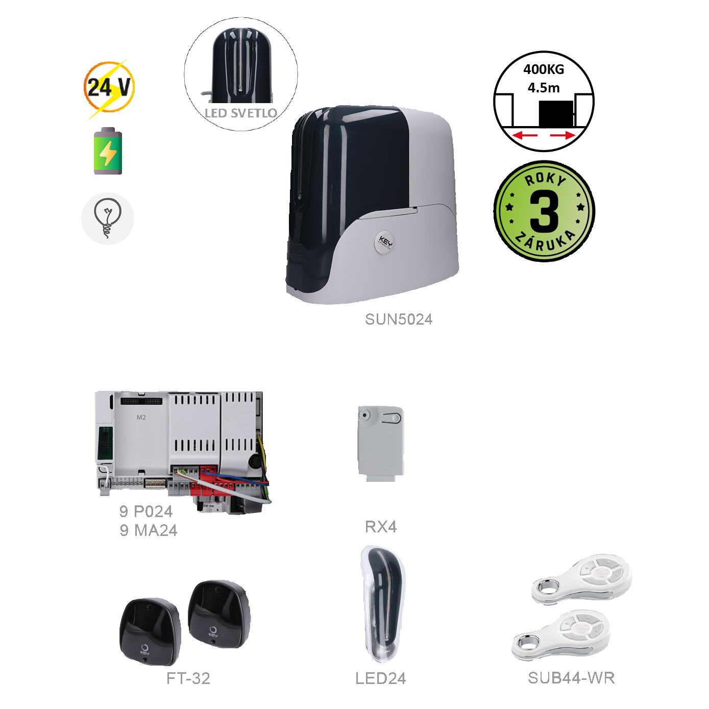 900KSUN5024ER pro posuvnou bránu do 500kg