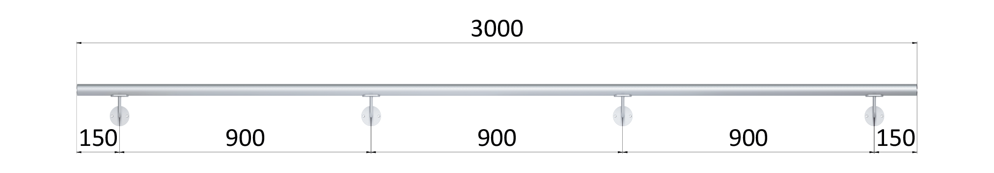 Madlo ø 42.4mm, L-3000mm, broušená nerez AISI304