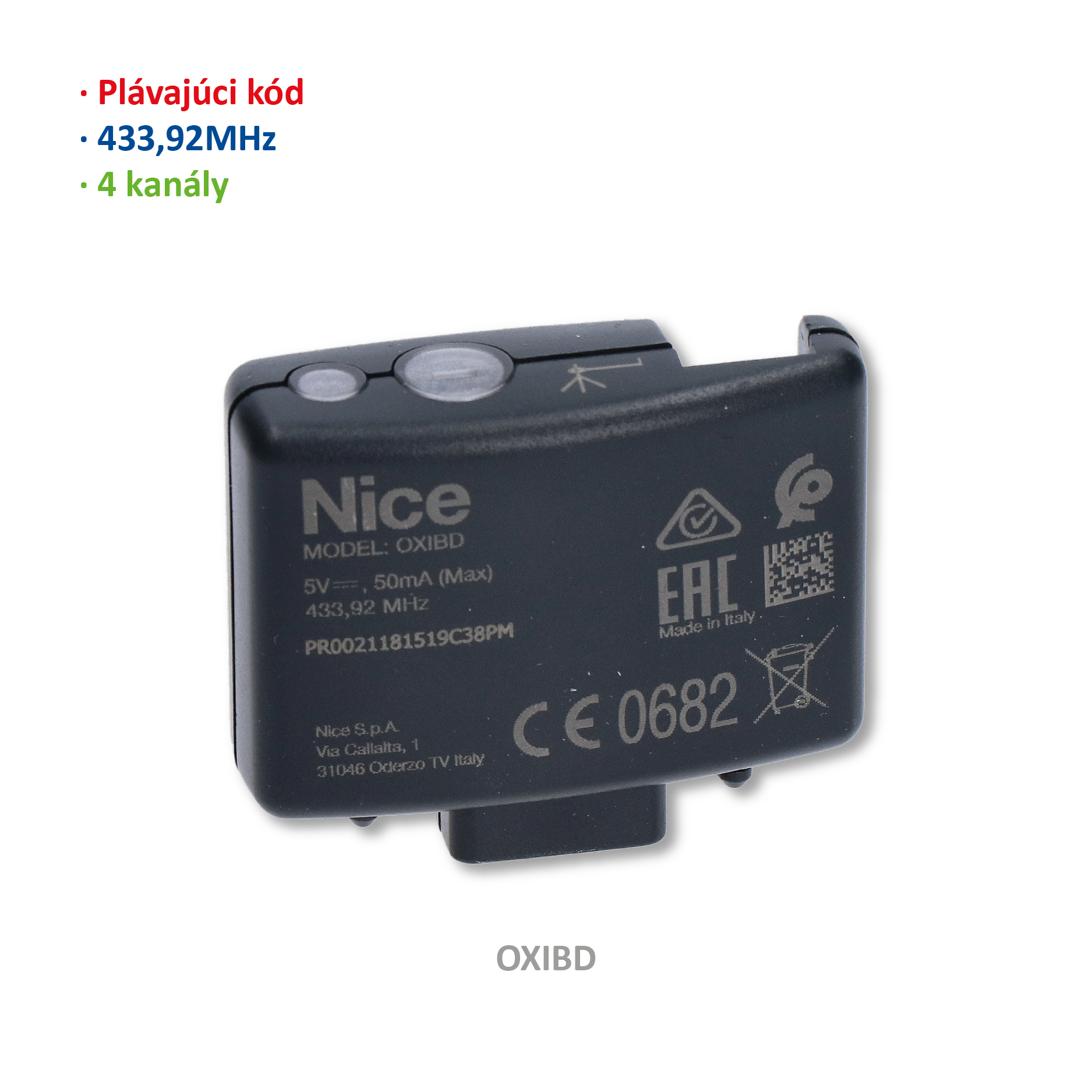 Přijímač zásuvný, paměť na 1024(750 obousměrných) vysílačů