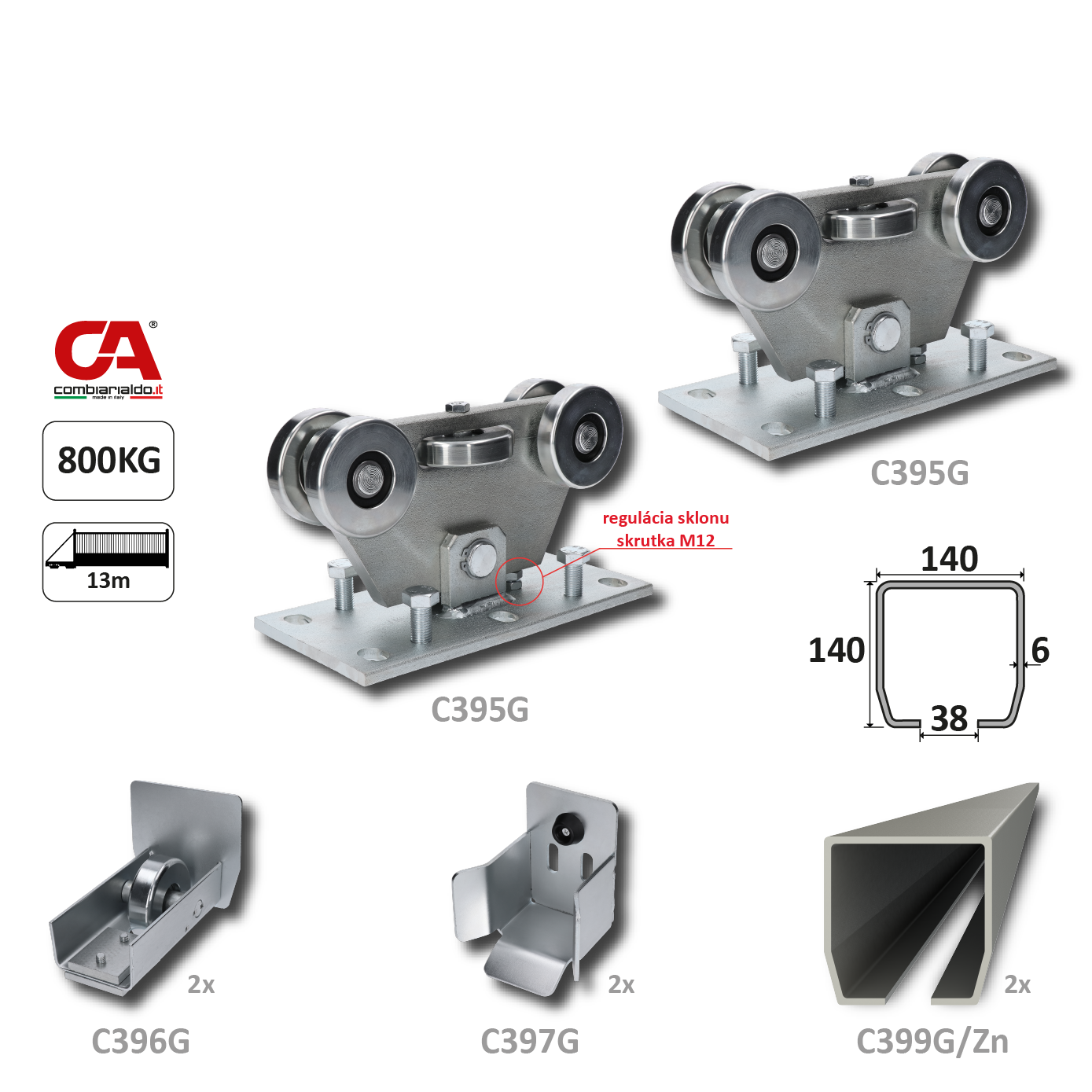 GRANDE samonos do 800 kg, profil 140 x 140 x 6000 mm