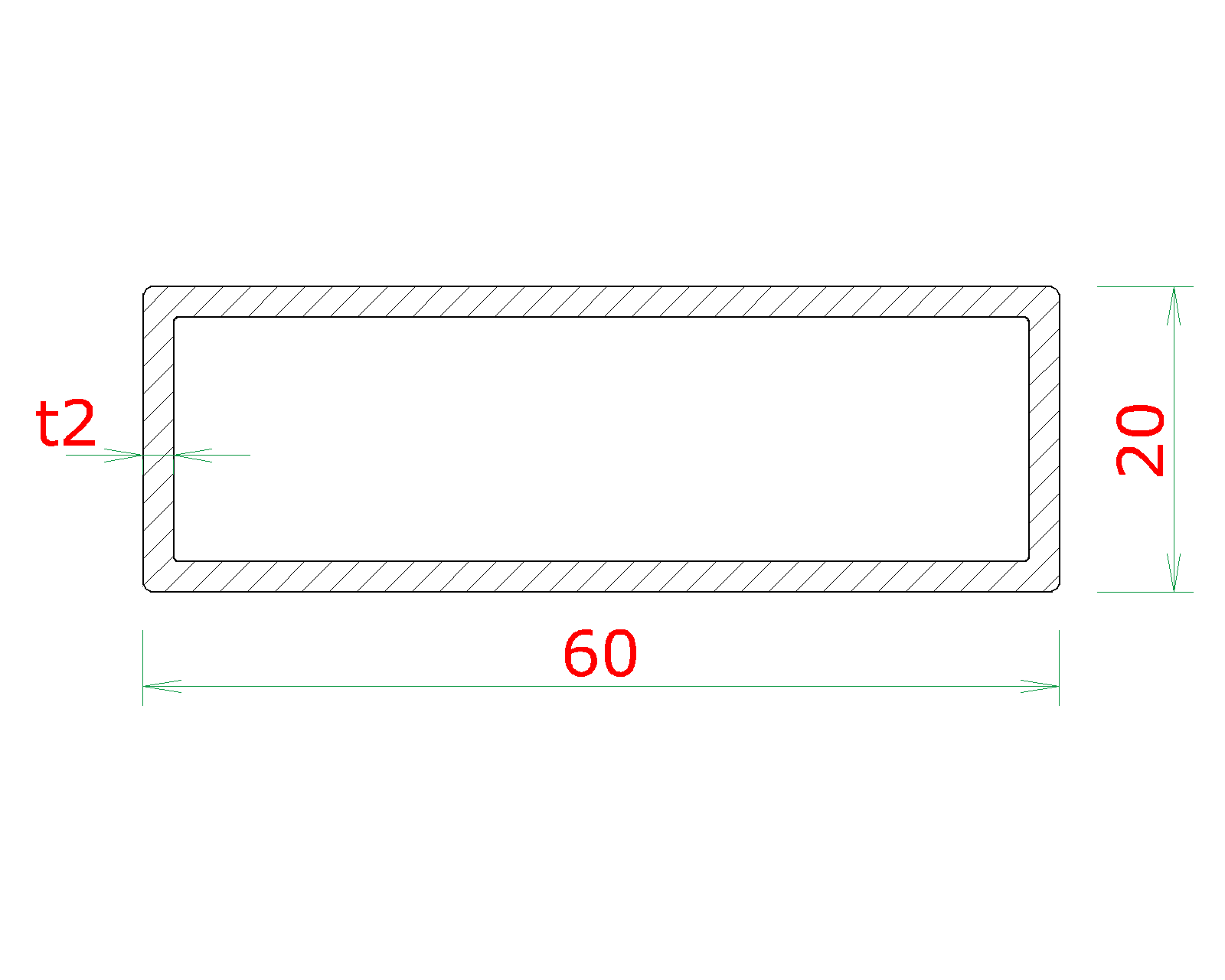 DOPREDAJ Profil 60 x 20 x 2 x 2000 mm, brúsená AISI 304