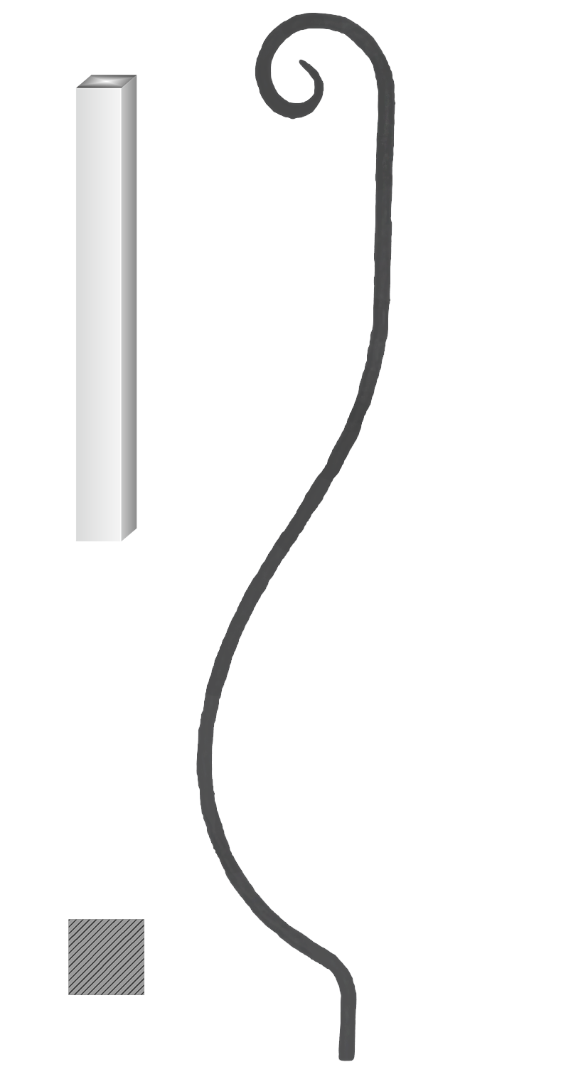 Tyč 12 x 12 mm, 1000 x 170 mm